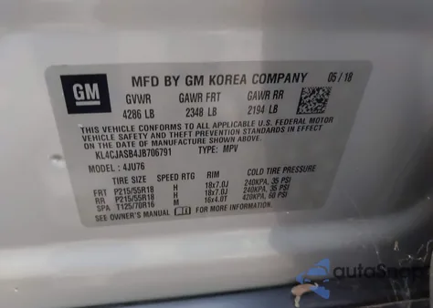 2018 Buick Encore Preferred z USA, uszkodzony, nr VIN KL4CJASB4JB706791